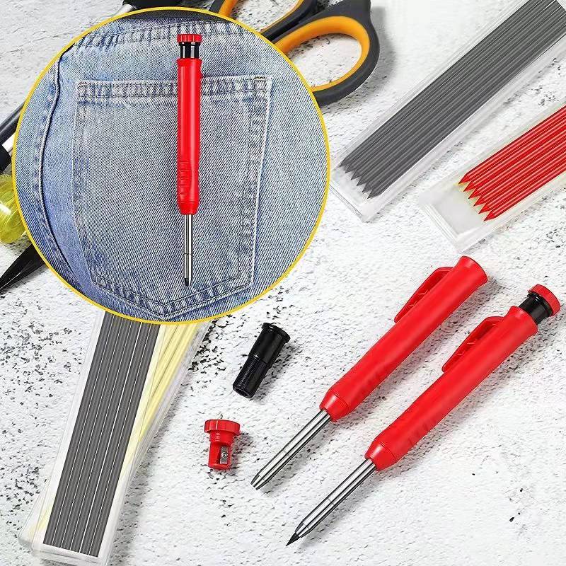 Diep Gat Effen Timmerman Potlood Set Met Multicolor Refill Leads Ingebouwde Slijper Mechanische Potlood Marker Markering Tool