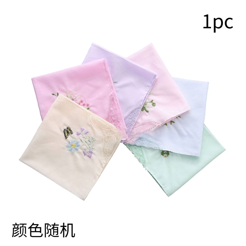 Cotton Ladies Handkerchiefs Vintage Floral Lace Edging Wedding Party Hanky