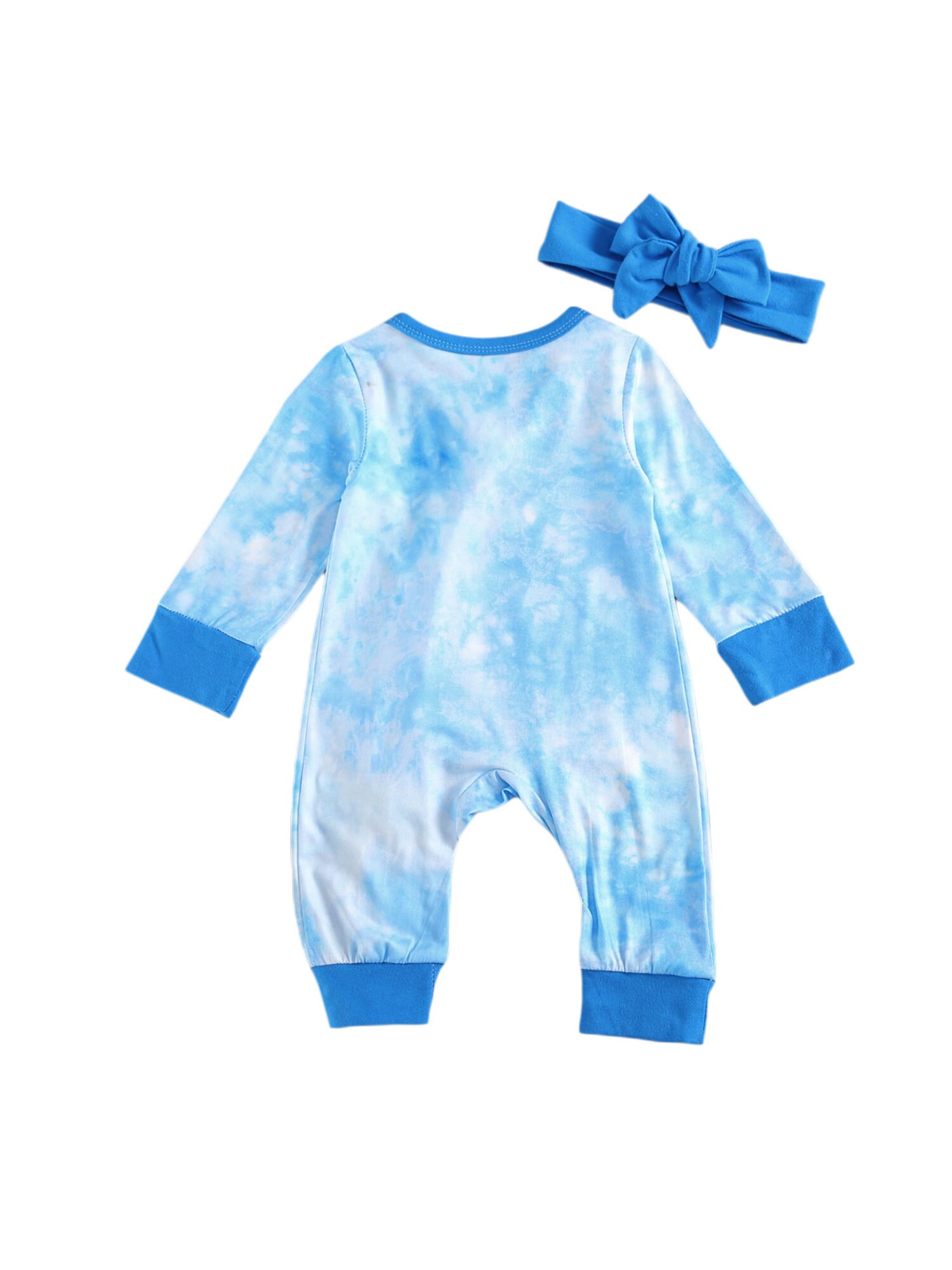 Pasgeboren Meisjes Jongens Romper, kinderen Tie-Geverfd Diagonale Rits Lange Mouw En Lange Broek Jumpsuit Met Strik Hoofdband