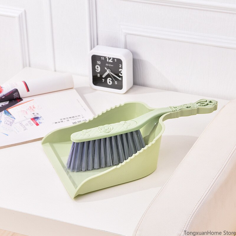 Plastic kleine schoonmaakborstel stoffer en blik huishoudelijke schoonmaak vloer bureau sanitair gereedschap sterke ontsmetting praktische bezem