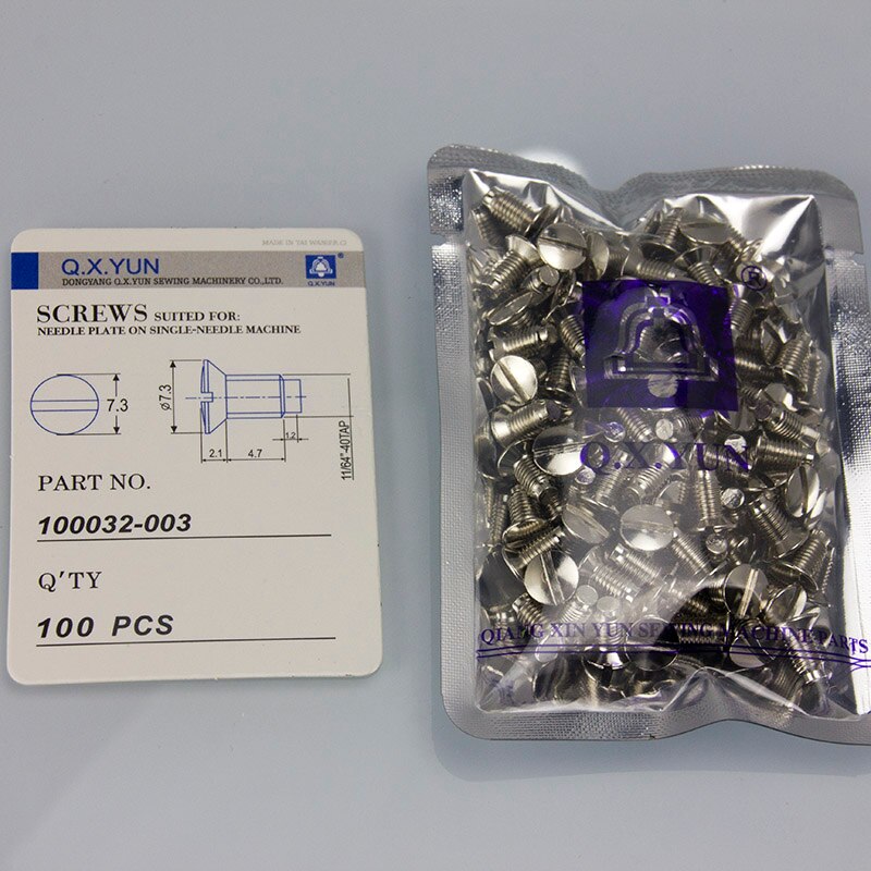 100pcs Sewing machine screw brother pegasus siruba kansai singer typical needle plate /feed dog/presser foot screw .....: 100032-003