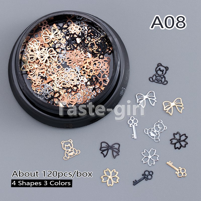 1garnek boże narodzenie metalowe ozdoby robić paznokci folia cekiny paznokci kawałek naklejki naciśnij na sztuczne paznokcie akcesoria manicure dostarcza narzędzie: HGKJP-A08