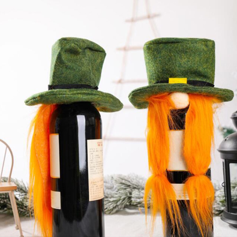 Père noël barbe tresse chapeau bouteille de vin couverture noël décoration ornement