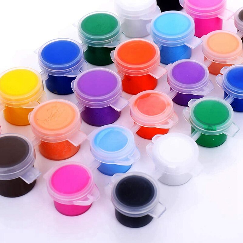 Pots de peinture vides, Mini récipients de stockage transparents et 20 pinceaux, artisanat de peinture, 20 bandes, 120 pièces