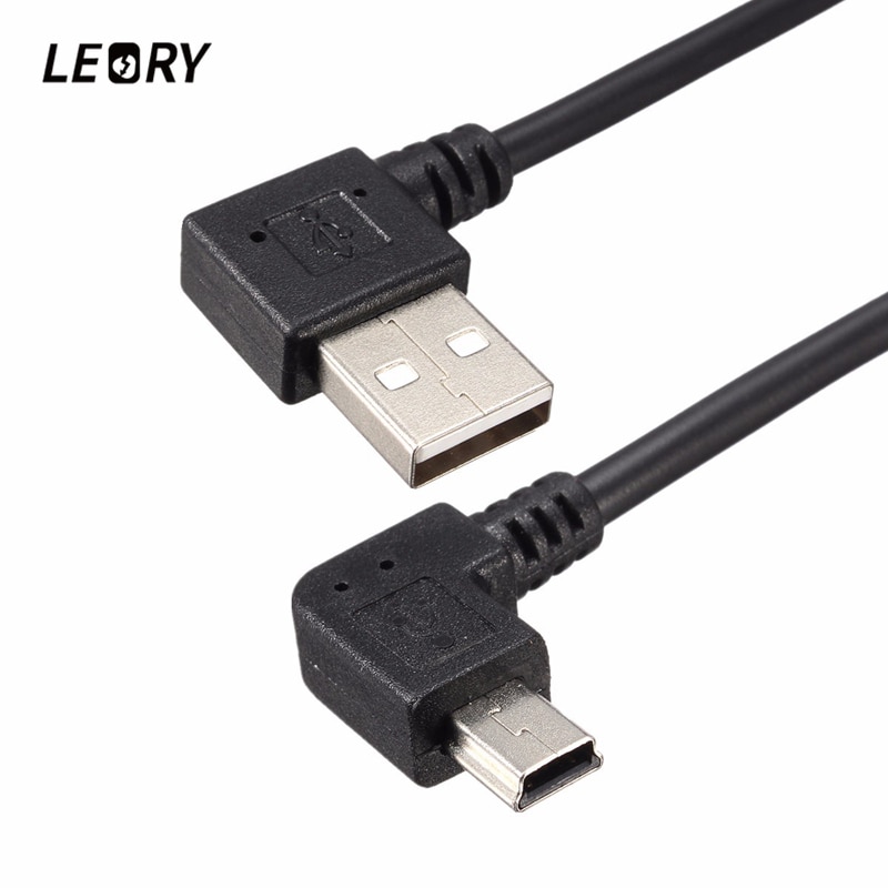 LEORY 25 cm 90 Graden USB 2.0 Male A Naar Mini USB 2.0 Male B Data Sync Charger Kabel Voor camera MP3 GPS HDD