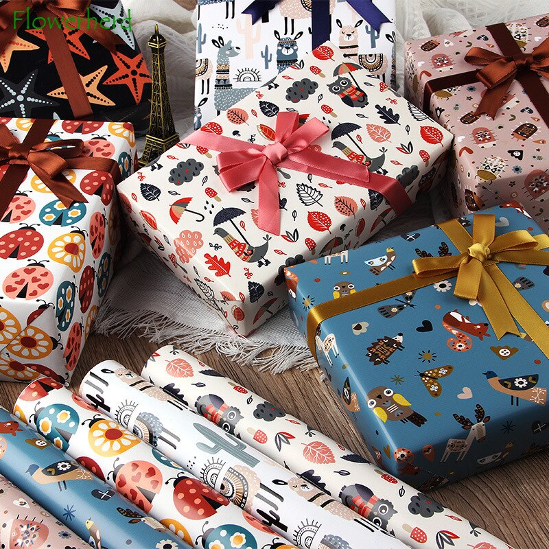 50x70CM Cute Paper Cartoon Toy Wrapping Paper Birthday Wrapping Paper DIY Student Dormitory Wallpaper Bag Book Paper