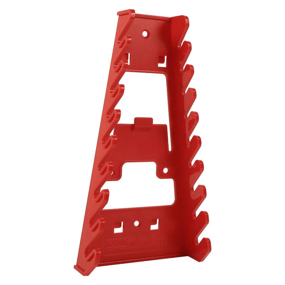 9 Slots Red Plastic Spanner Rack Wrench Holder Storage Rack Rail Tray Wrench Organizer Tools for Walls Pegboard Mobile Tool Cart