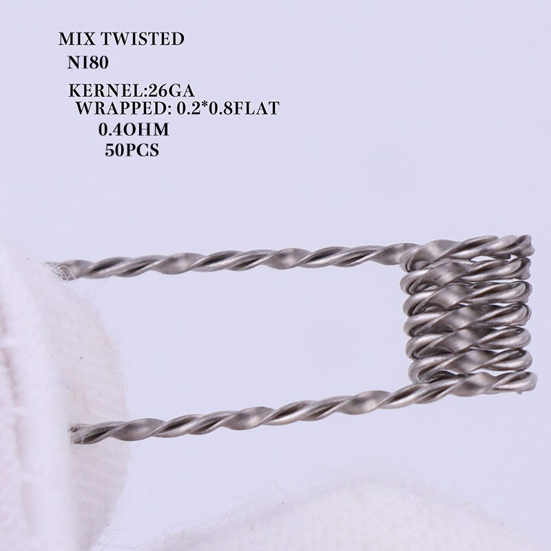 XFKM NI80 50/100 pcs twisted Fused Bijenkorf clapton coils premade wrap Alien Mix twisted Quad Tijger Verwarming Weerstand rda coil: mixtwisted-ni80-50