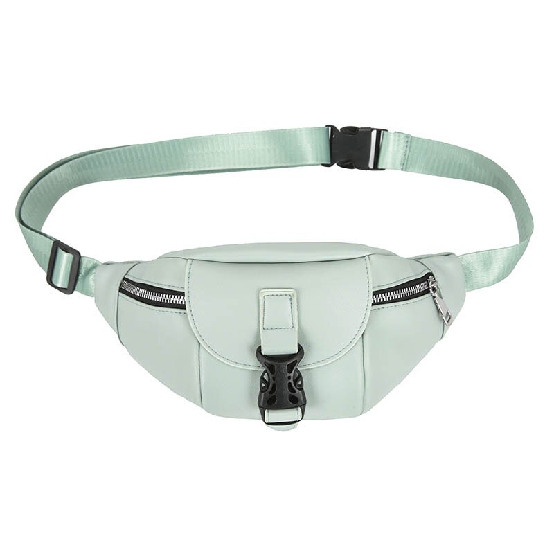 Verstelbare Vrouwen Hip Taille Verpakking Lederen Crossbody Tas Borst Zakken Rits Vrouwelijke Clutch Pouch Riemfanny: Green Waist Bag