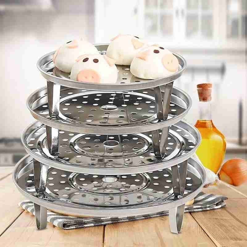 18/20/22/24/26cm Stainless Steel Steaming Plate Steaming Grid Round Rack Multifunction Steaming Shelf 3 Legged Steaming Sli F9A4