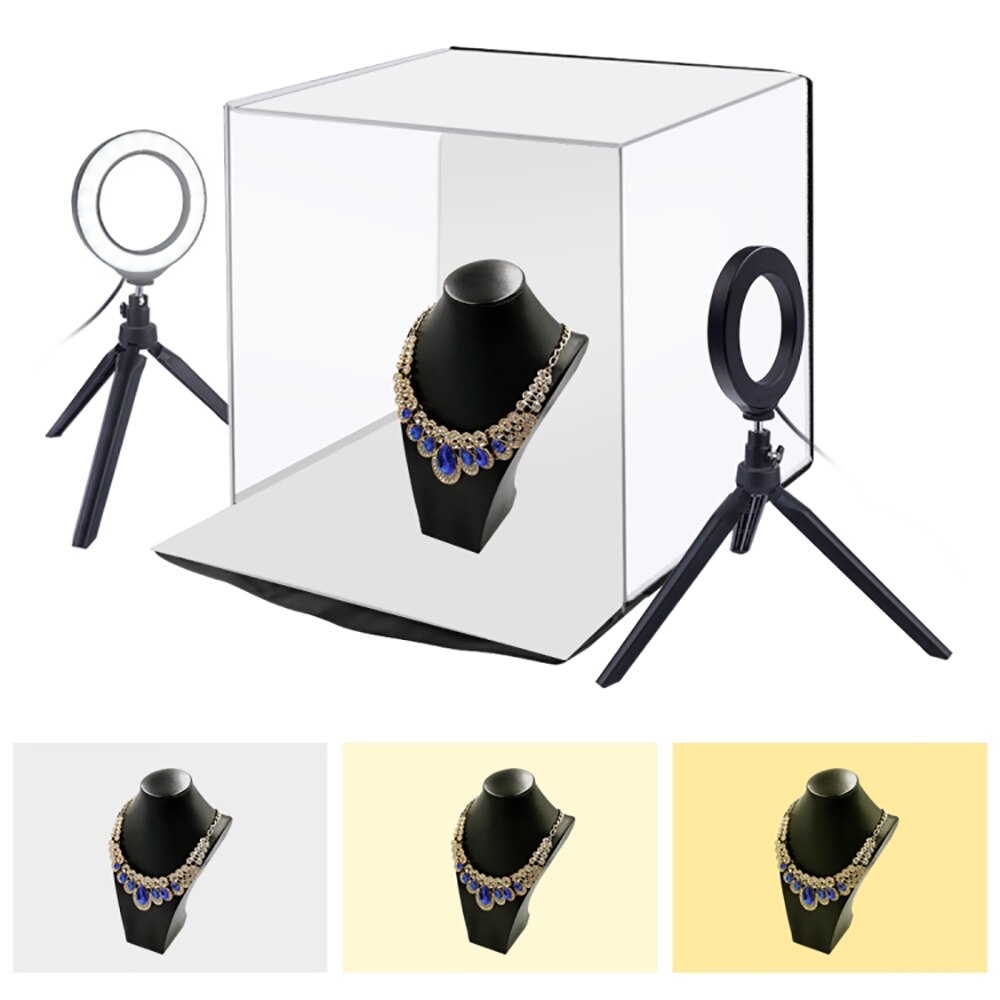 5 Backdrops 40cm Portable Folding Mini Photography Lightbox Soft Light Box Photo Studio Box With LED Strip Lights for Still Life