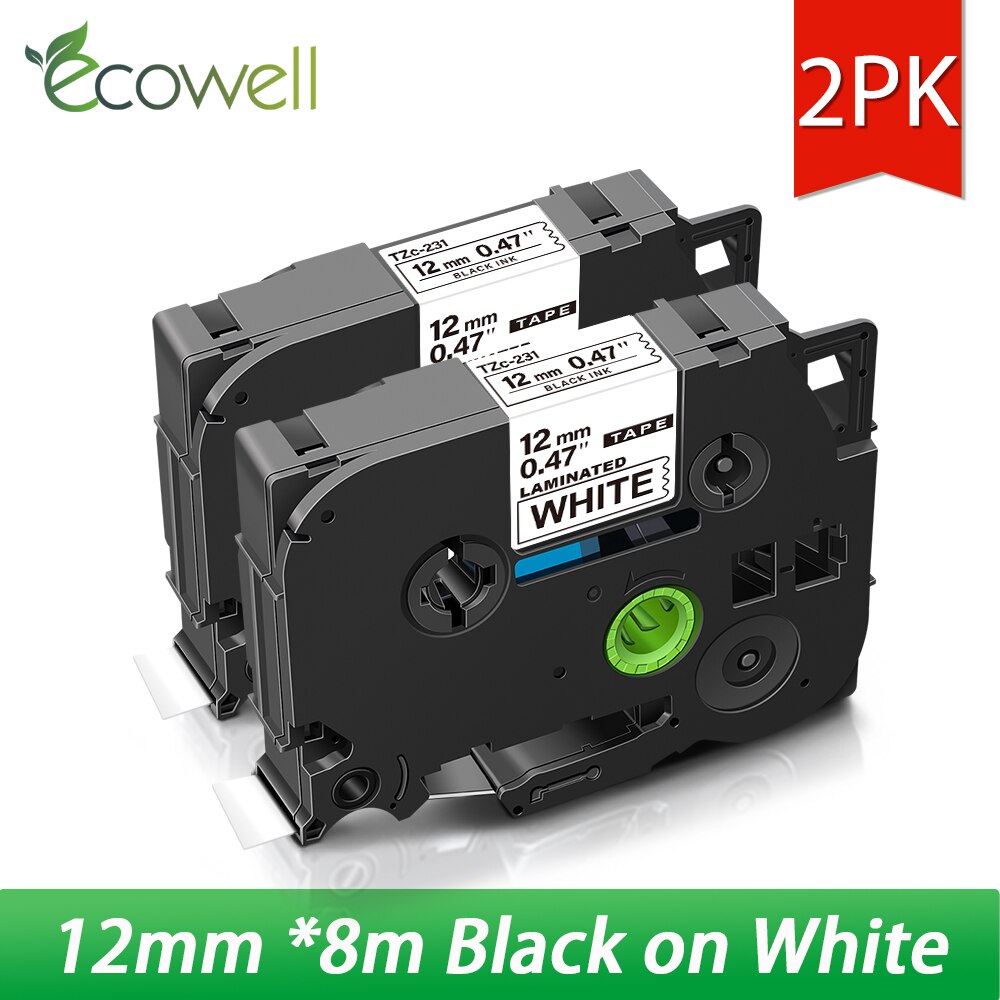 Ecowell Protable Travel Case Business Box Compatible for Brother 231 PT-H110 PTH110 Printer Waterproof EVA Hard Case to outside: 2PK Black on White