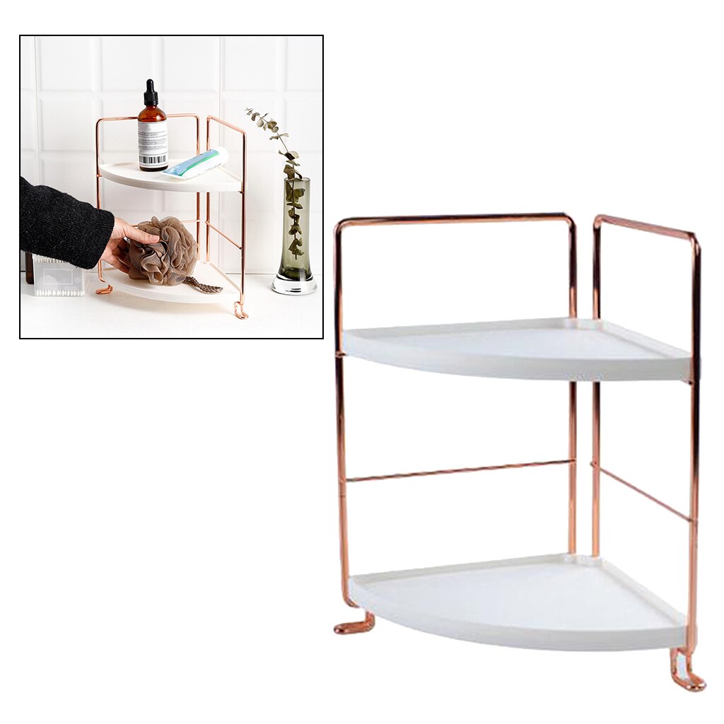 Metal Kitchen Shelf Storage Rack Bathroom Organizer 2 Tier Free Standing: Golden B