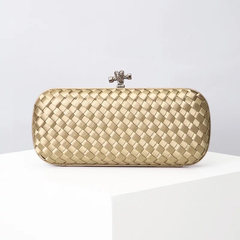 Bolsa de maquillaje de seda europea y americana tejida a mano para mujer, bolsa de maquillaje de mano para mujer, a través de la sencilla bolsa de maquillaje para Cena: L2