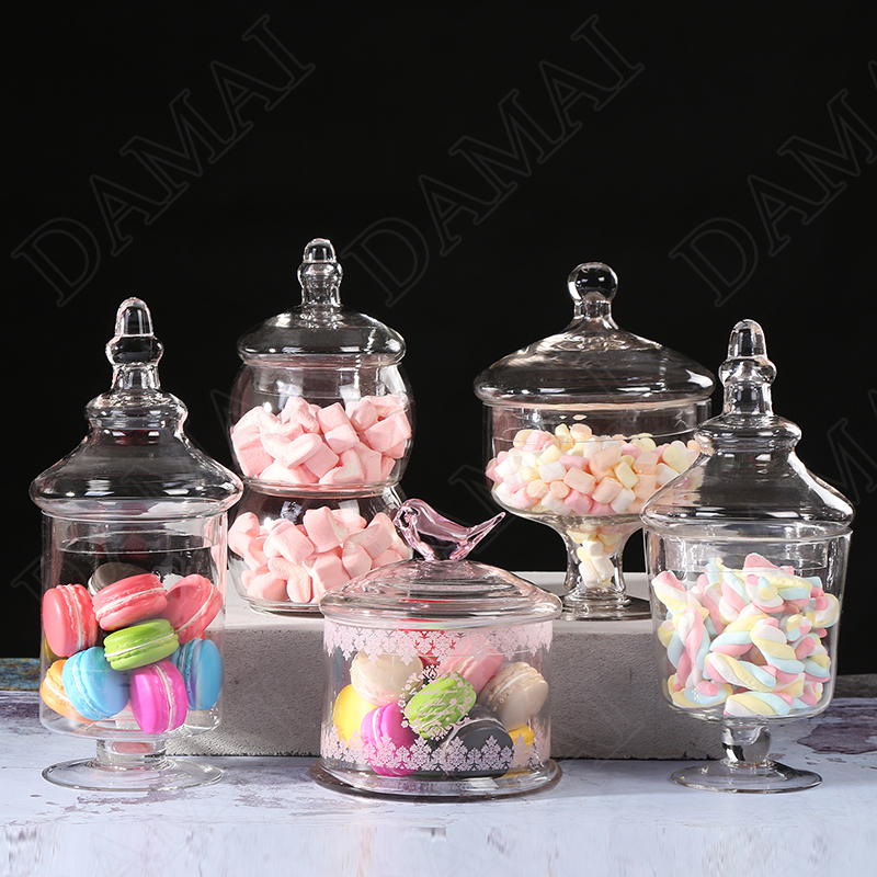 European Glass Jars with Lid Candy Cookie Stash Jar Snacks Dessert Bottle Food Container Storage Tank Home Decoration Modern