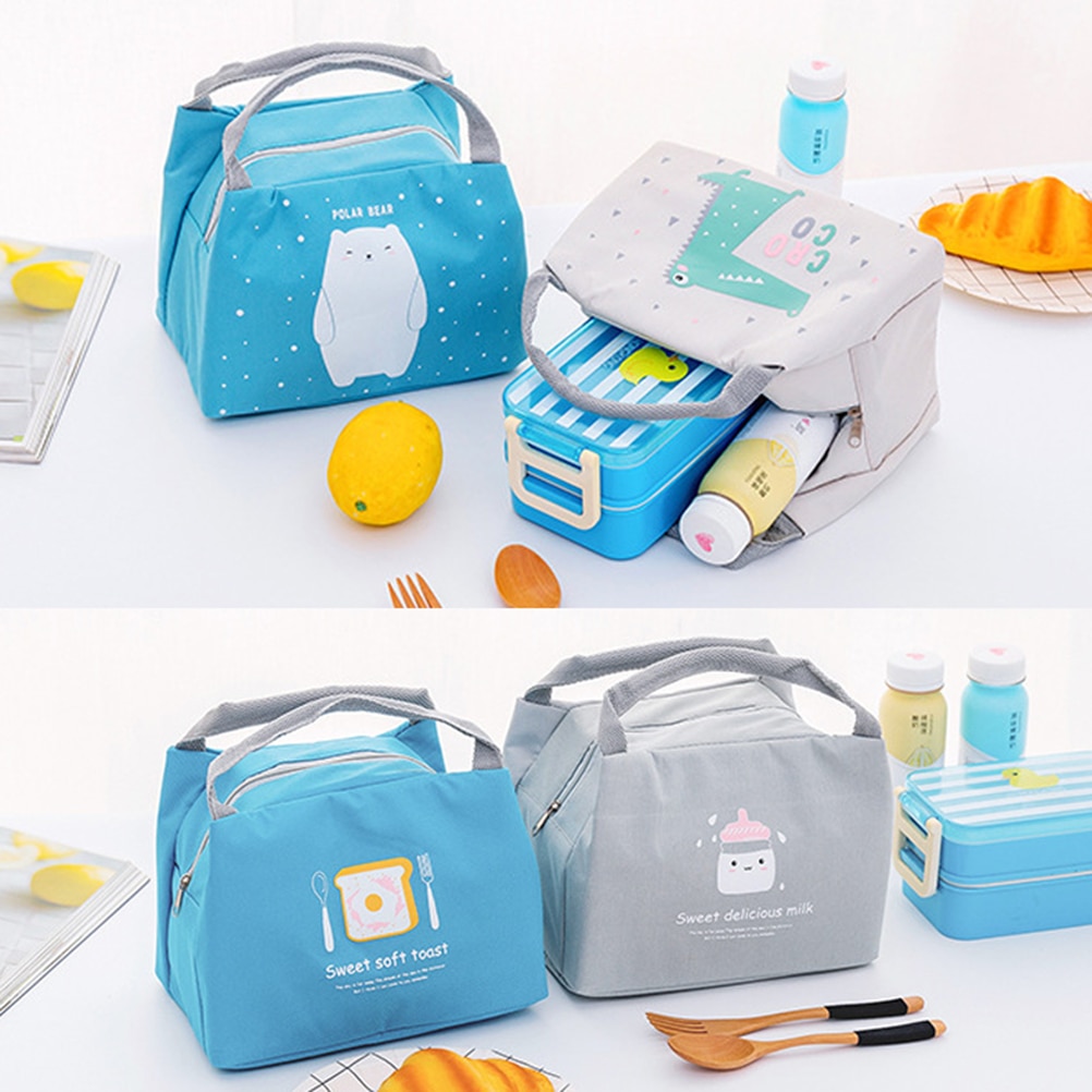 Tragbare Wasserdichte Thermische Kühler Isolierte Mittagessen Tasche Tragen Tote Picknick Lagerung Tasche Mittagessen Taschen Box Tote Gedruckt Isolierte tasche