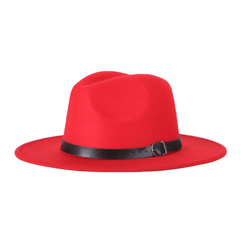 Sombrero de ala ancha de fieltro para mujer, gorro cálido Vintage, accesorios de ropa de viaje para , Invierno: red