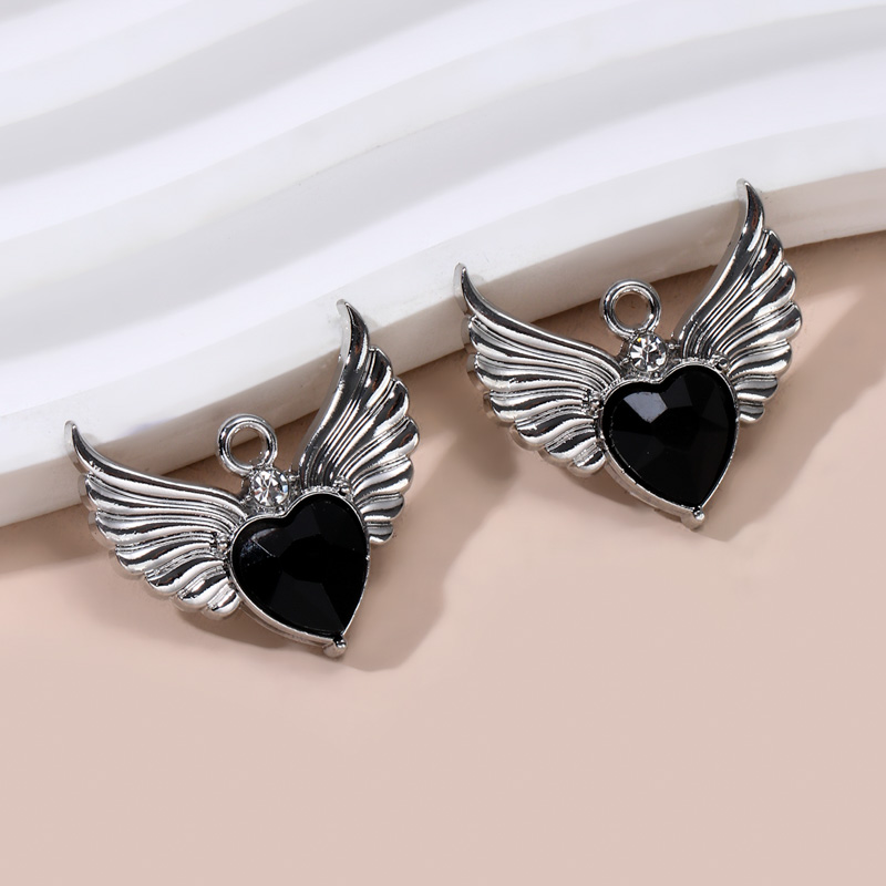 5 stks Mode Hart Cherry Cross Emaille Bedels Y2K Stijl Dark Gothic Hangers Voor Maken Handgemaakte DIY Bevindingen Sieraden: Antique Copper Plated