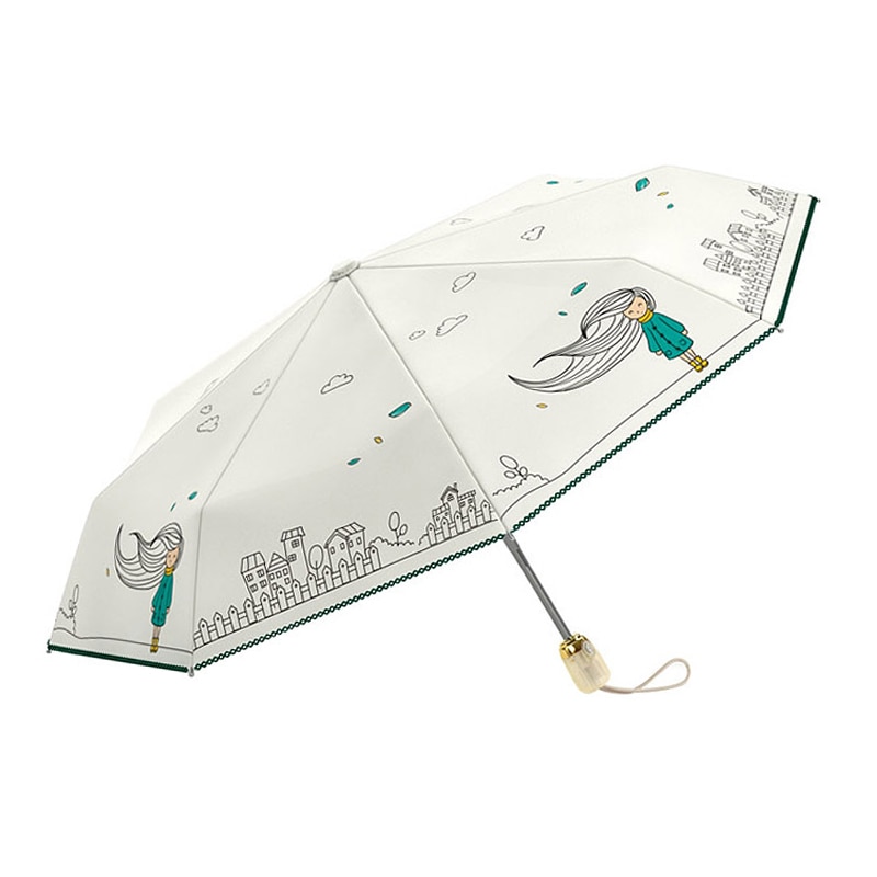 Olycat Automatische Opvouwbare Regen Paraplu Waterdicht Anti Uv Parasols Met Meisje Patroon Leuke Paraplu