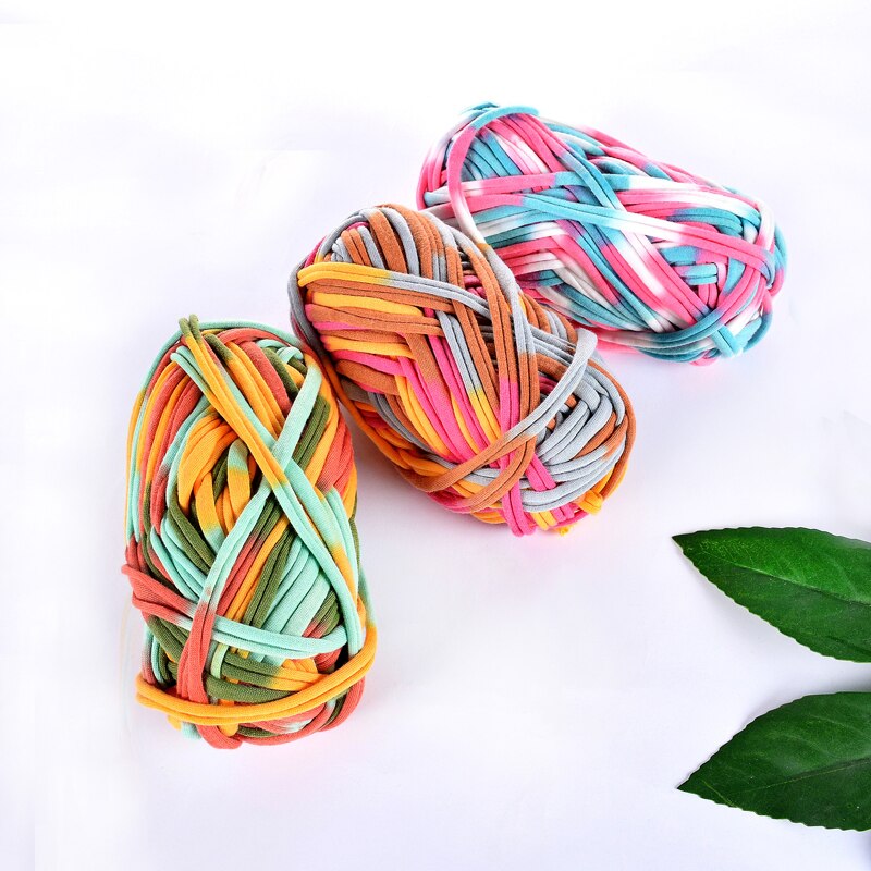 Ovillo grueso de cinta de tela suave y grueso, hilo de ganchillo tejido a mano para manualidades, cesta de alfombra hecha a mano, 100g