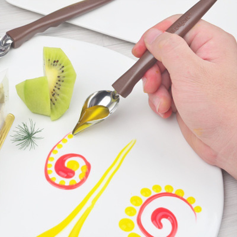 Kreatywna łyżka deco Udekoruj Sushi Narzędzie robić rysowania żywności Projekt sos ubieranie się talerz Deser Piekarnictwo Ciasto Gastronomia molekularna Łyżki