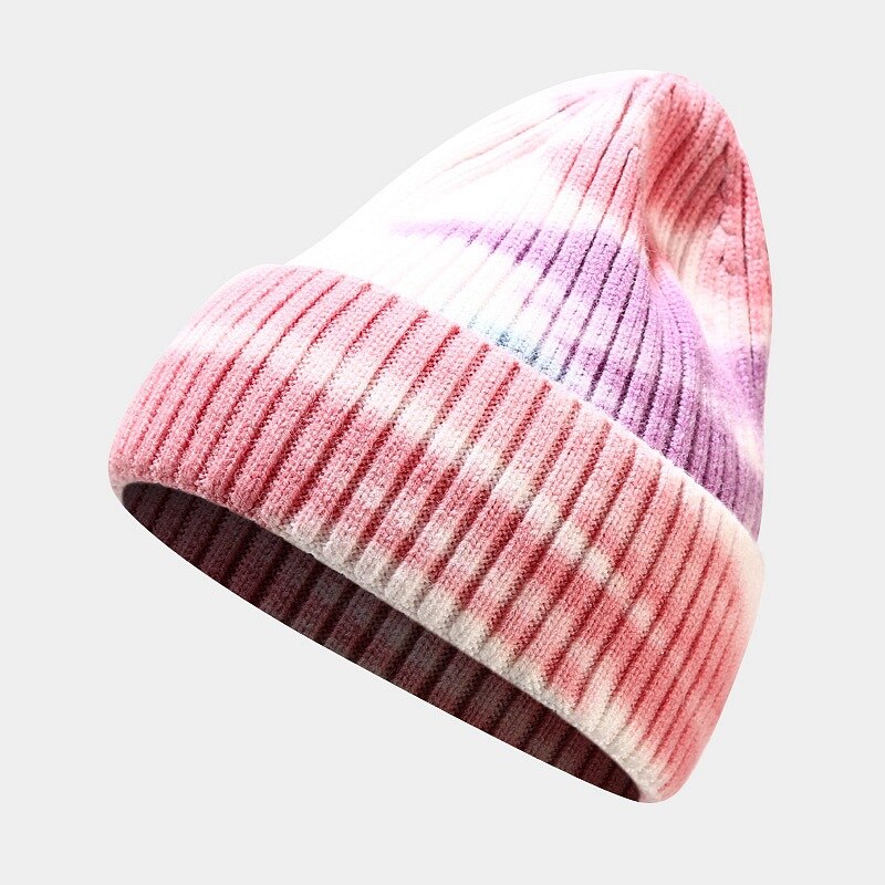 Slik farver vinter hat kvinder strikket slips farvestof hat varm blød trendy hat kpop stil uld beanie all-match hat: 6