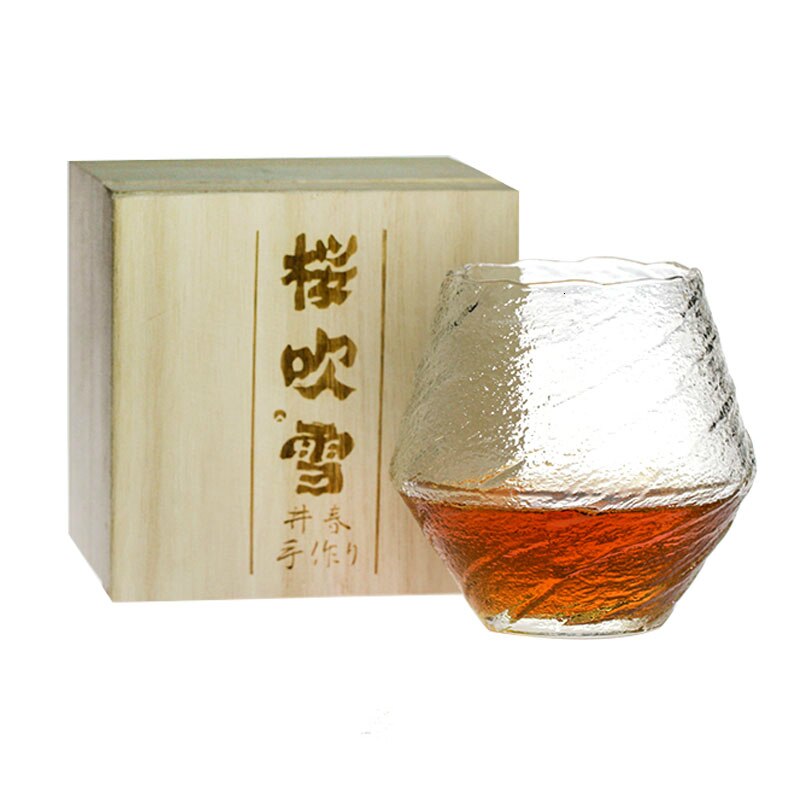 Japan EDO Blasen Schnee Kunstwerk Whiskey Ordentlich Glas Holz Kasten Nische Schnaps XO Whiskey Kristall Wein Glas Cognac Brandy Schwenker: 1 Stck