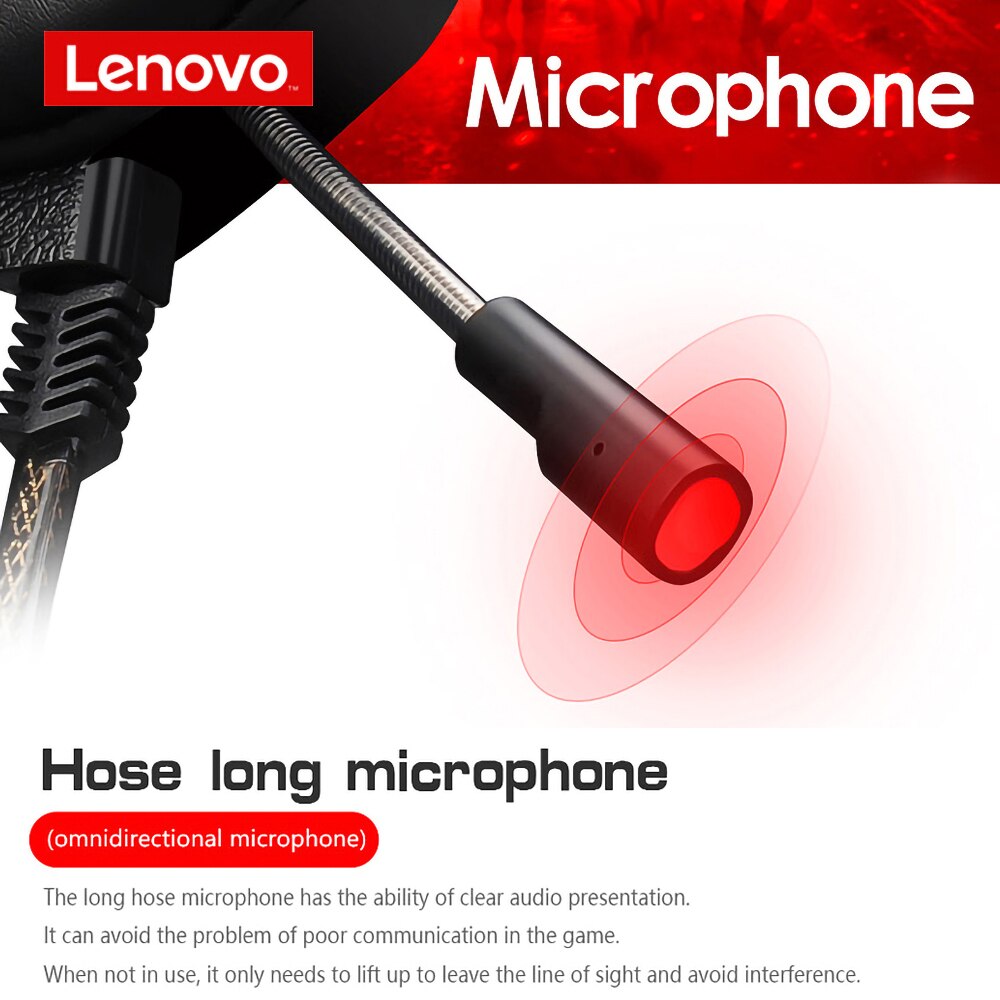 Lenovo HU85 Wired gaming headset PC USB interface HiFi Surround sound Microphone gaming headphones for Laptop PS4 headset gamer