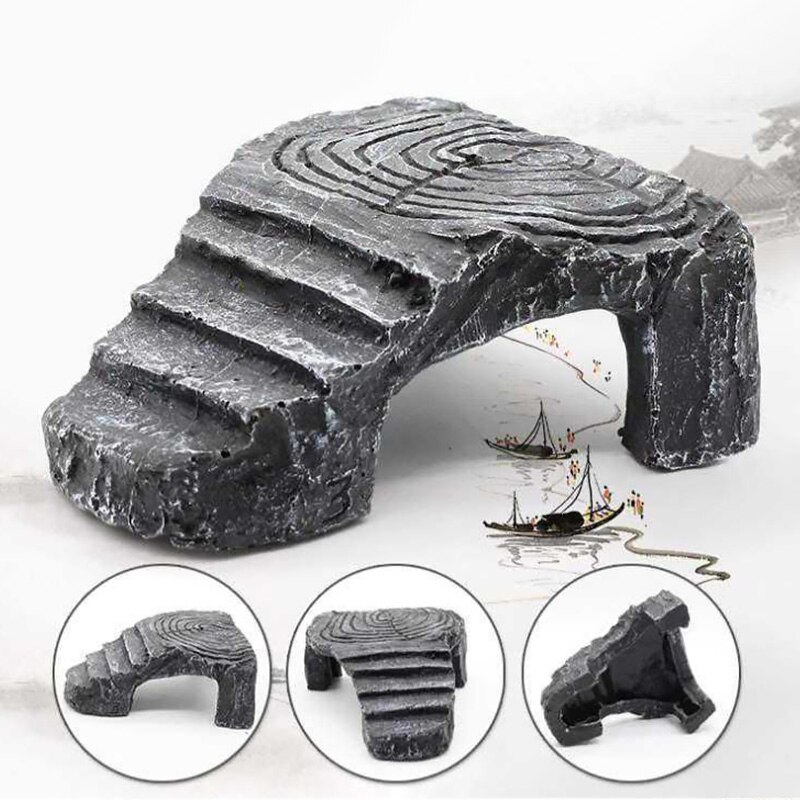 Rampe de plateforme en résine pour Reptile, jouet, rampe pour réservoir, île, escalade aquatique, ornement d&#39;aquarium, escalier pour Aquarium