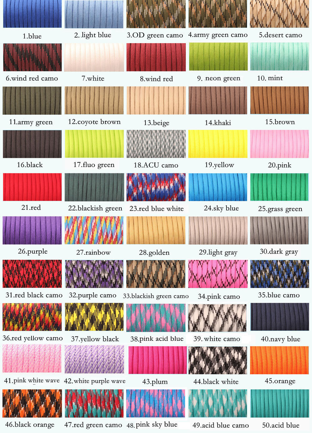 CAMPINGSKY Paracord 550 Parachute Cord Lanyard Tent Rope Guyline Mil Spec Type III 7 Strand 100FT For Hiking Camping