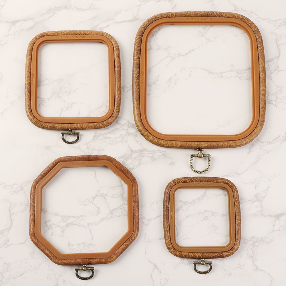 Wood Grain Embroidered Stretch Tool Plastic Octagon Square Embroidery Hoop DIY Crafts Needlecraft Handmade Sewing Accessories