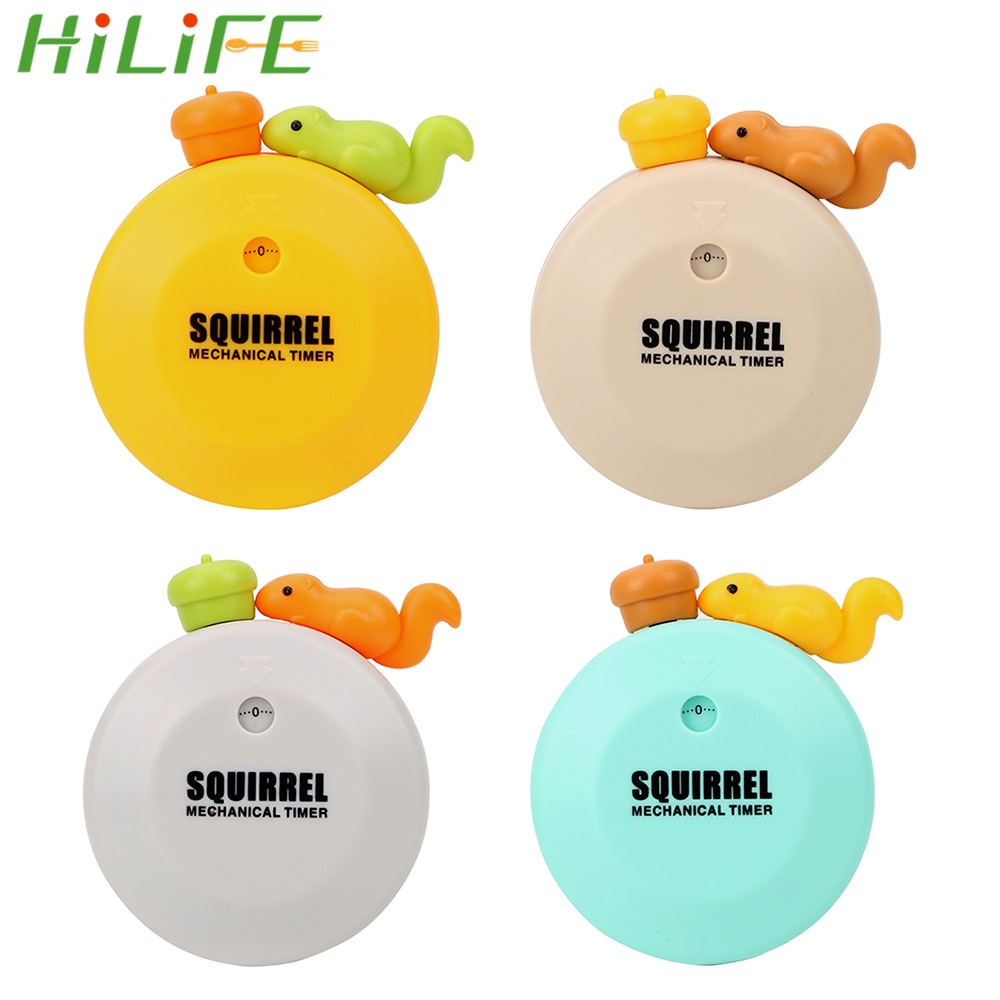 HILIFE Magnet 60 Minutes Kitchen Timers Countdown Alarm Reminder Cute Squirrel Mechanical Timer Cooking Reminders Tools