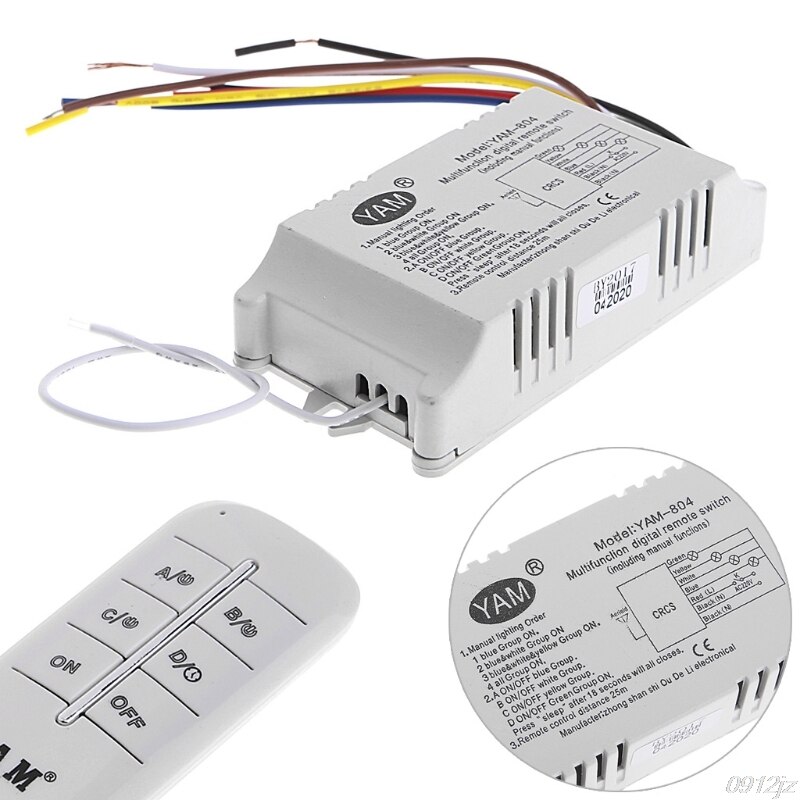 Qiang-Lámpara de encendido/apagado inalámbrico, interruptor de Control remoto, receptor transmisor, 220V, 1/2/3/4 vías
