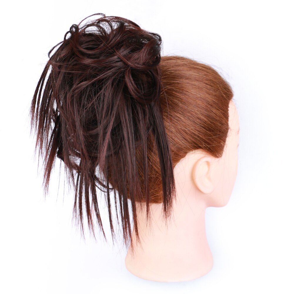 Messy Knot Chouchou Voor Vrouwen Haarstukje Extensions Synthetische Pruik Ring Wrap Chignon Zwart Bruin Hoge Temperatuur Fiber