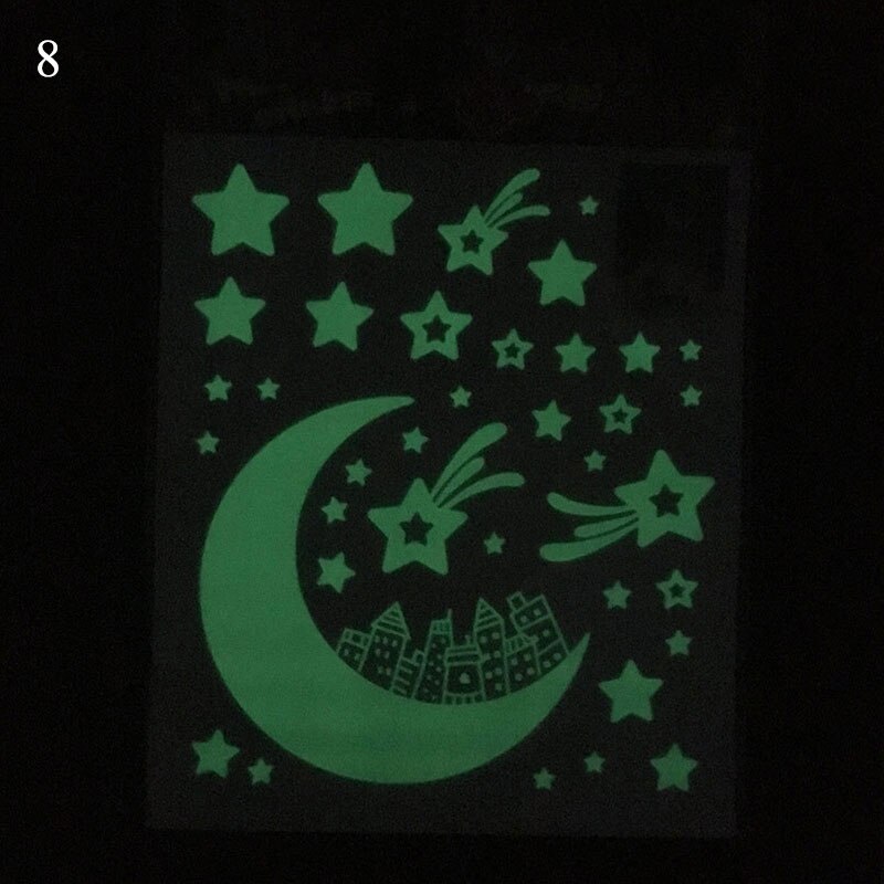 Fluorescent Wall stickers 3D Stars Dots Luminous DIY Wall Sticker Bedroom Kids Room Decoration Glow In Dark Animals Stickers: 8