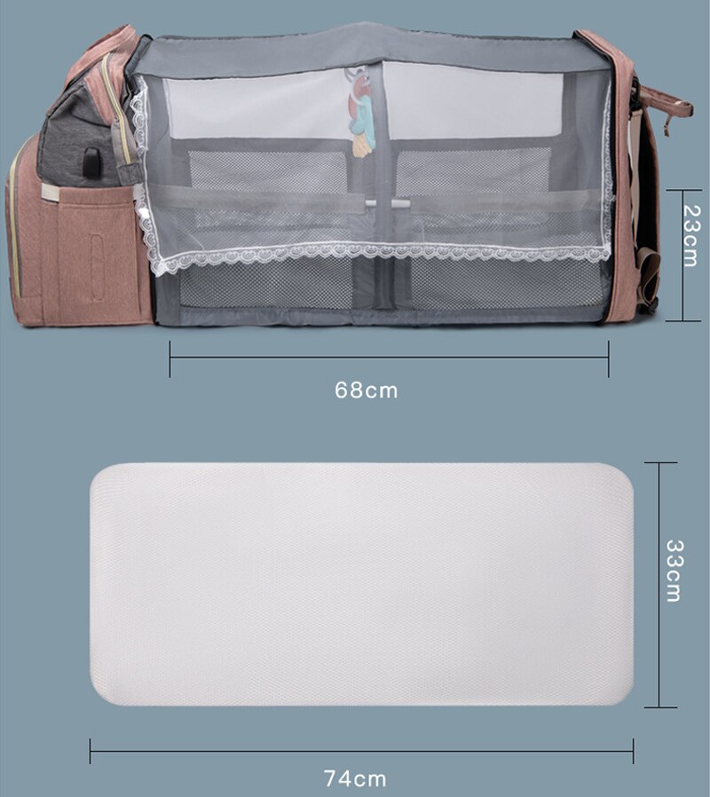 Folding Mommy Bag Lightweight Portable Folding Crib Bed Large-capacity Baby Backpack Female Mommy Outting Bag Bolsa Feminina DDJ