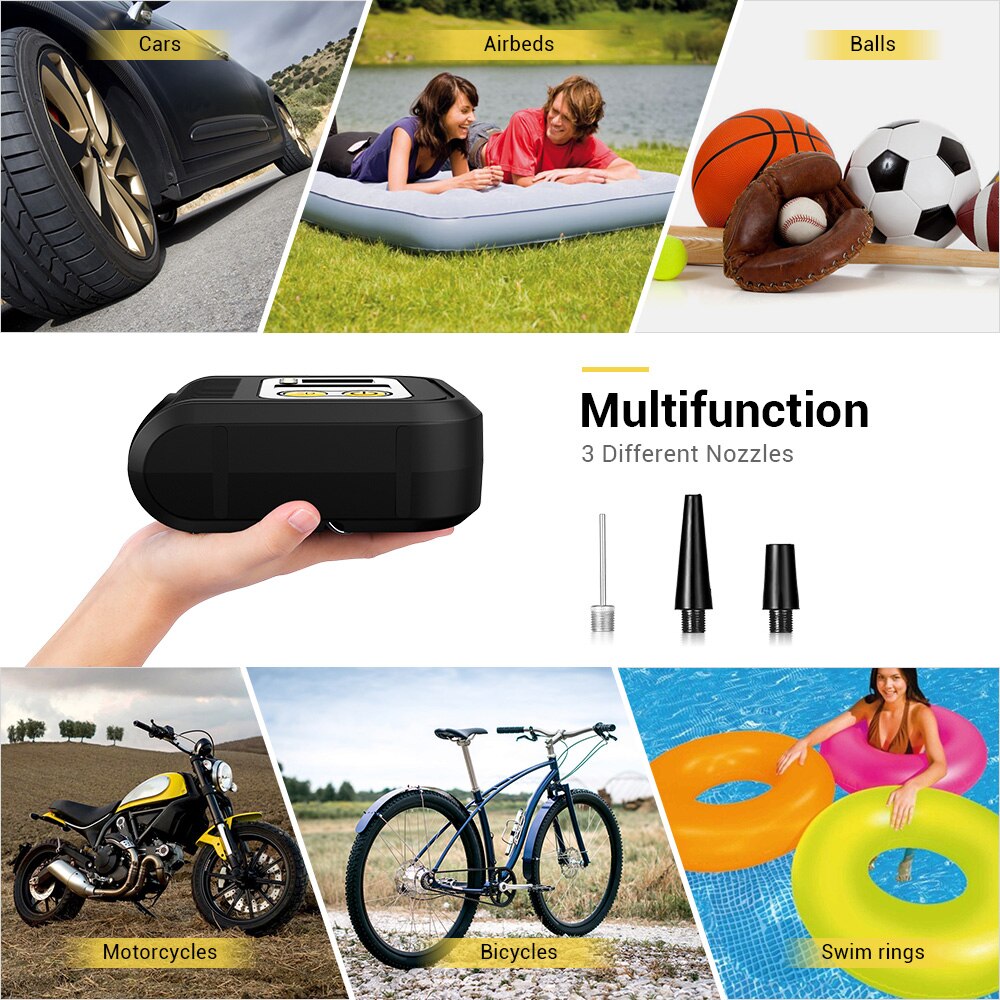 Digital LED Display Car Tire Inflatable Pump 12V Eletric Air Compressor 150psi 120W Tyre Inflator for Vehicle Camping Motor Bike