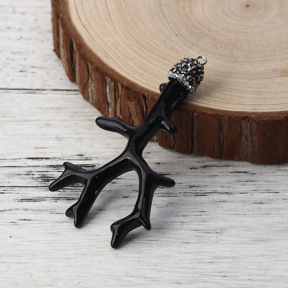 Doreen Box Acrylic Micro Paved Pendants Antler Branch Clear Rhinestone Jewelry 68mm(2 5/8&quot;) x 37mm(1 4/8&quot;), 2 PCs