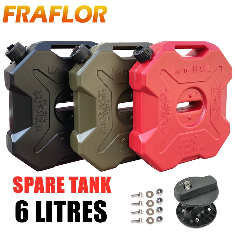 Bidon de rechange pour moto, 6l, vert et noir, Jerrycan, réservoir d&#39;essence et d&#39;huile, pichet de carburant, support de réservoir en plastique