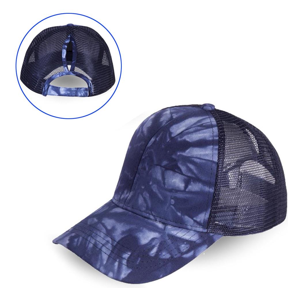 Ponytail Baseball Cap Messy Bun Hats For Women Washed Cotton Snapback Caps Ladies Casual Summer Sun Visor Outdoor Hat: Navy 1