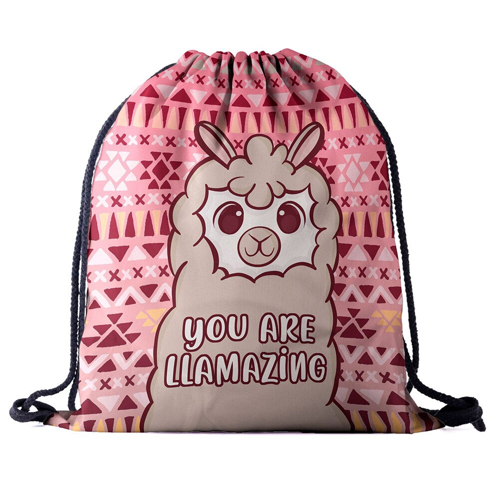 Rugzak trekkoordtas 3d print alpaca dames heren dagelijks casual meisjes mochila knapzak vrouwelijk bundel zak touw tassen: Bpa 700072