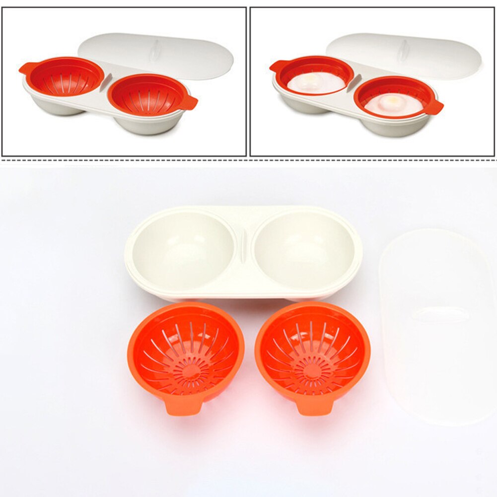Kitchen Gadgets Fried Egg Tools Cookware Double Cup Round Shape Egg Boiler Microwave Ovens Silicone Cooking Tools