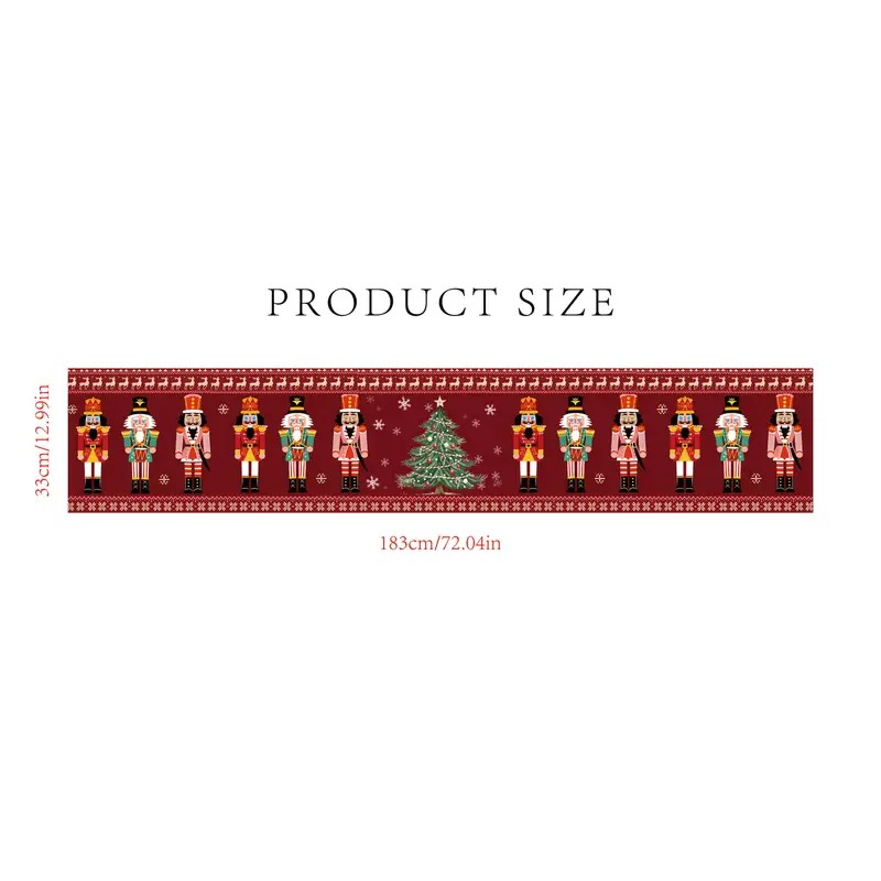 1pc juldukar med snöig skog och blommiga blad, snöig skog med tallar, rosor och bär, polyesterduk: Klar