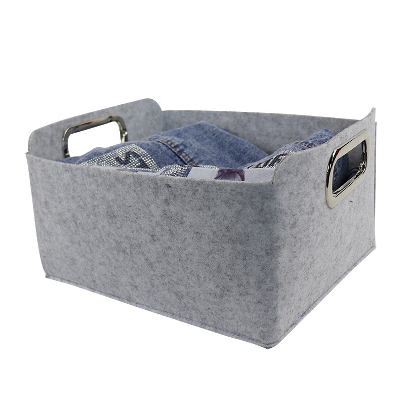 Foldbar opbevaringskurv grå filt arrangør ryddelige opbevaringsboks legetøj taske kurv diverse arrangør – Grandado
