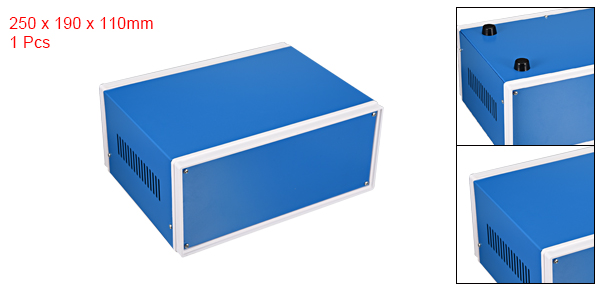 Uxcell metal jern diy elektrisk samledåse hus kabinet projekt sag kabinet dækning til udendørs indendørs blå: 250 x 190 x 110mm