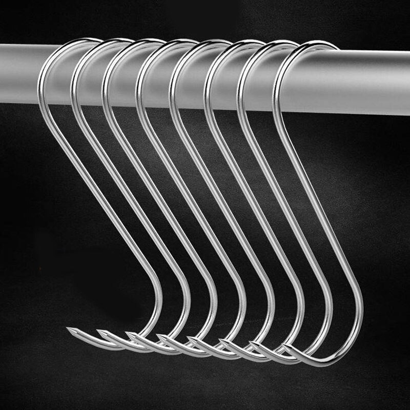 10X S Hook Metal Stainless Steel Iron Barbecue Iron Hook Hanging Sausage Hanging Turkey Hanging Roast Duck Meat Tool