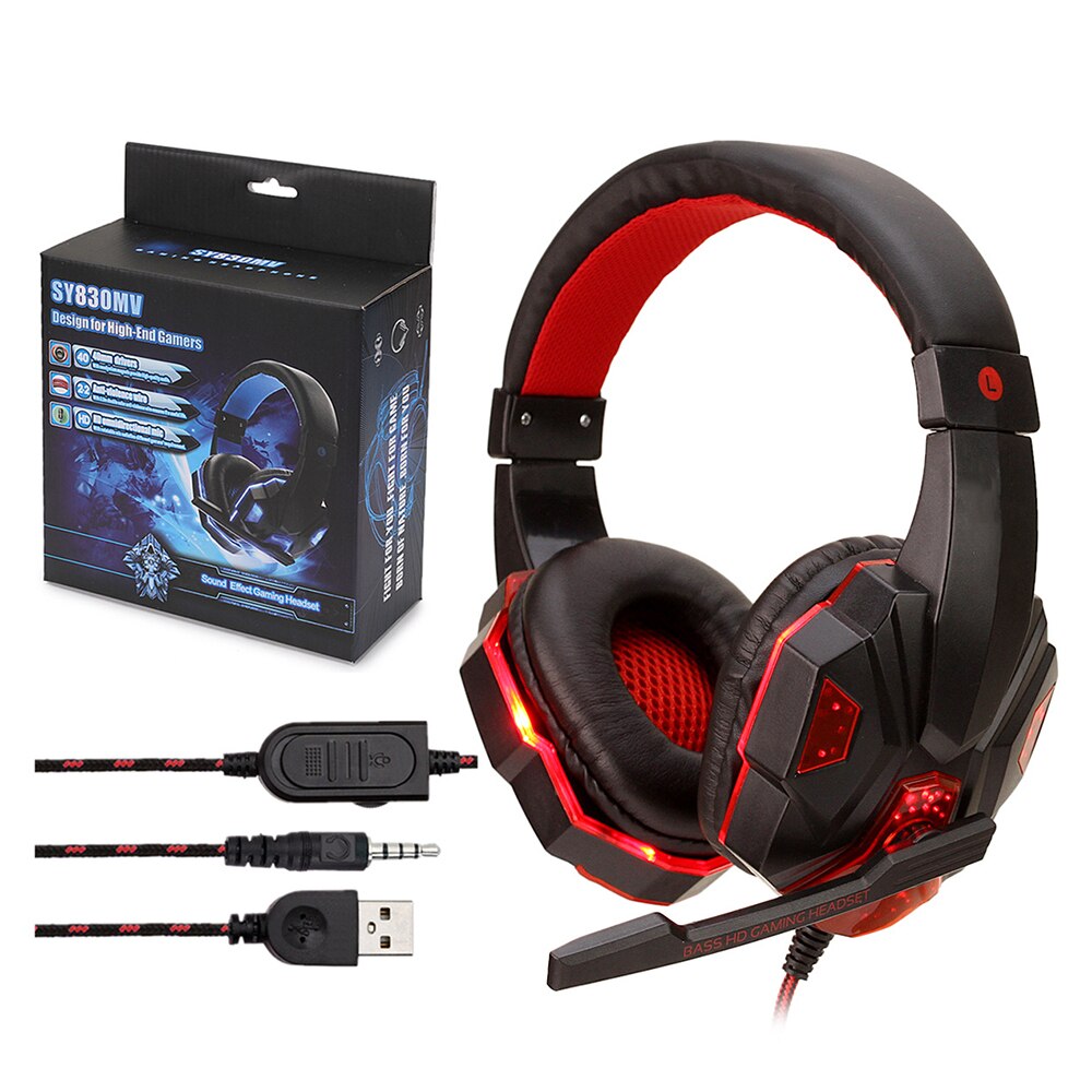 2.2m Gaming Headset Stereo Surround Earphone Noise Cancelling With Light Mic Deep Bass Headphones For PS4 Laptop Gamer