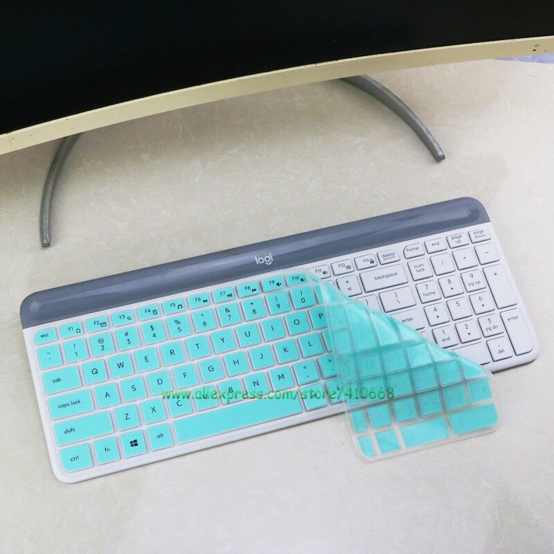 For Logitech MK470 K580 Slim Wireless Keyboard Silicone Dustproof Wireless Desktop keyboard Cover Skin Protector K580 MK 470: Skyblue