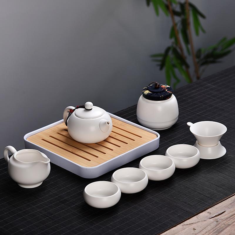 Set of ceramic travel kungfu tea set Simple tea brewing set for outdoor tourism