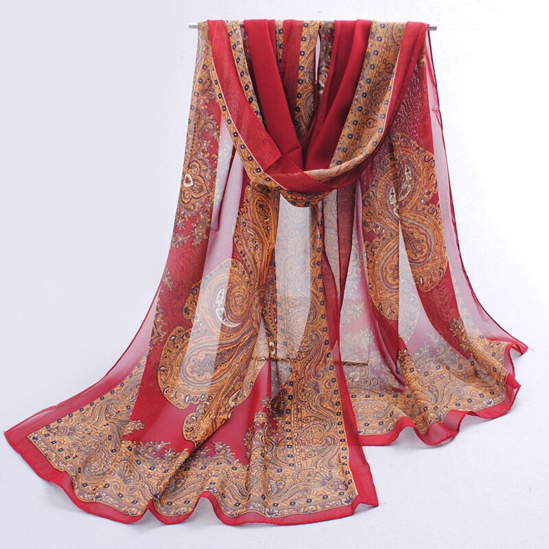 Pashmina kvinner skjerf floral sjal kappe silke chiffong polyester tippet lyddemper skjerf
